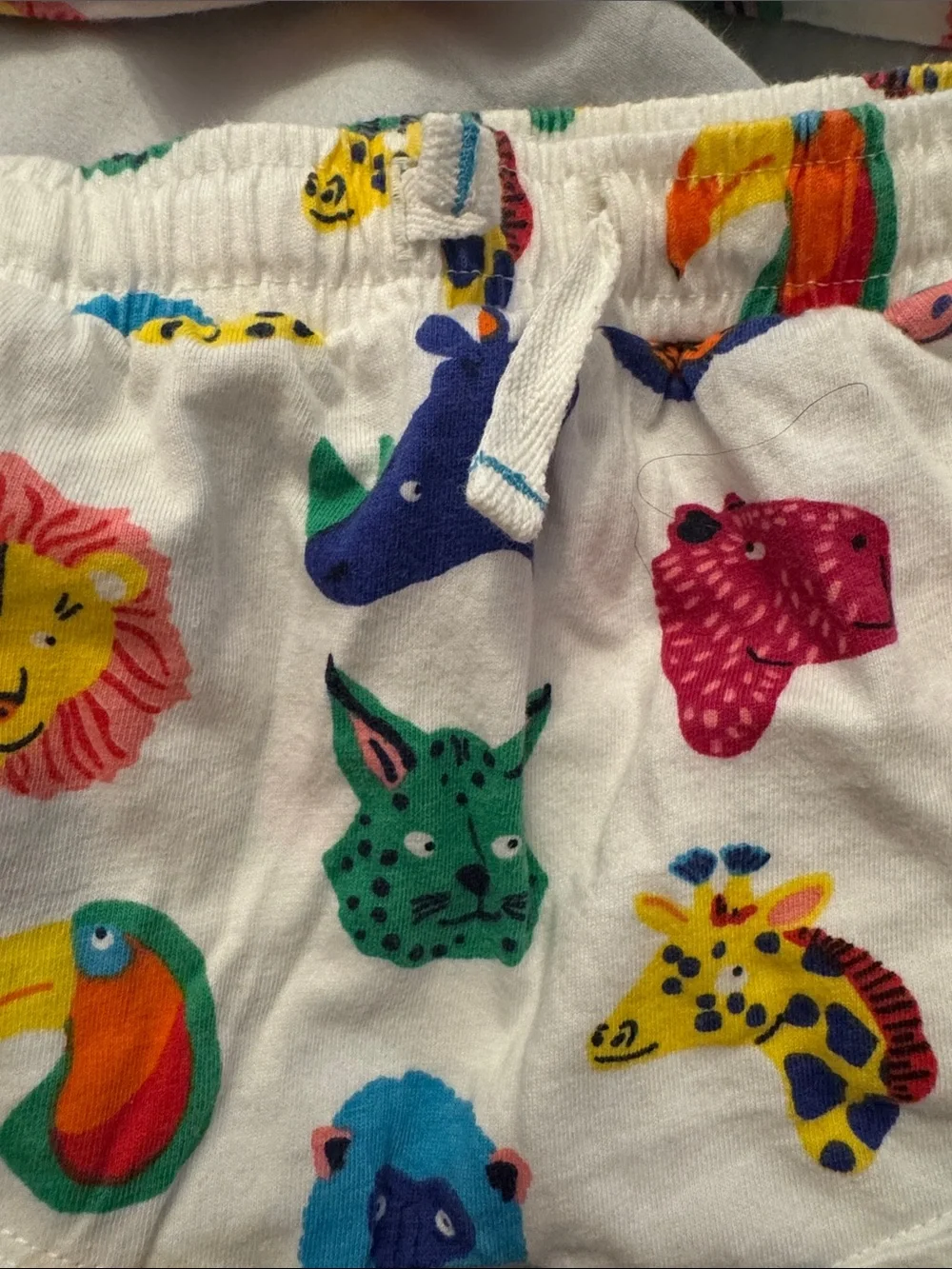 Baby Boden 2 piece set 0-3 months - white with Multicolor Animals worn once